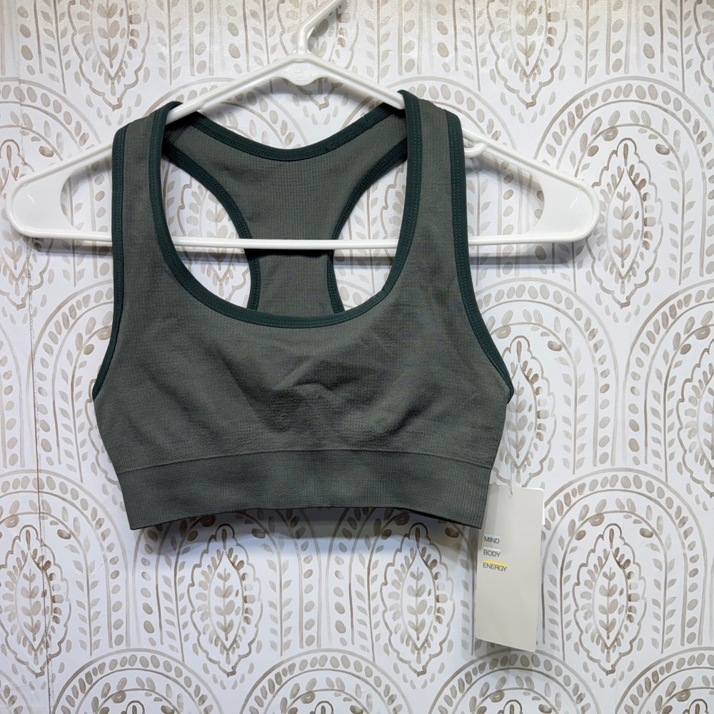 Z by Zella‎ Sports Bra Womens XS Green Urban Seamless Racerback New